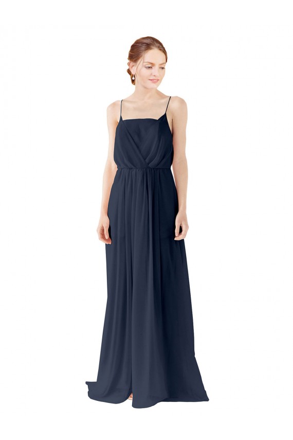 Discount Spaghetti Straps Open Back Long Chiffon Bridesmaid Dress UK