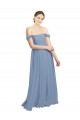 Discount Long Floor Length Chiffon Bridesmaid Dress with Fluttering Off the Shoulder Straps UK