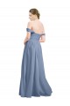 Discount Long Floor Length Chiffon Bridesmaid Dress with Fluttering Off the Shoulder Straps UK