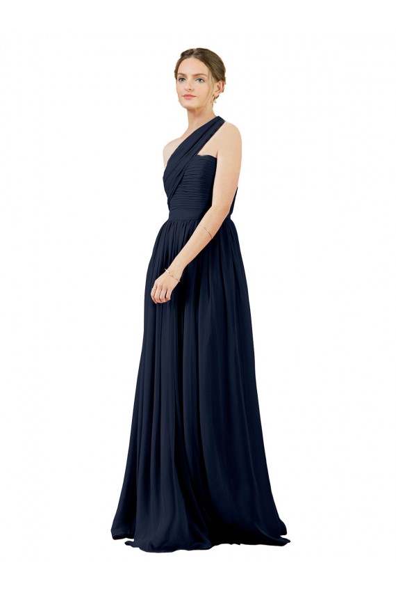 Discount Draped One Shoulder Strapless Chiffon Bridesmaid Dress UK