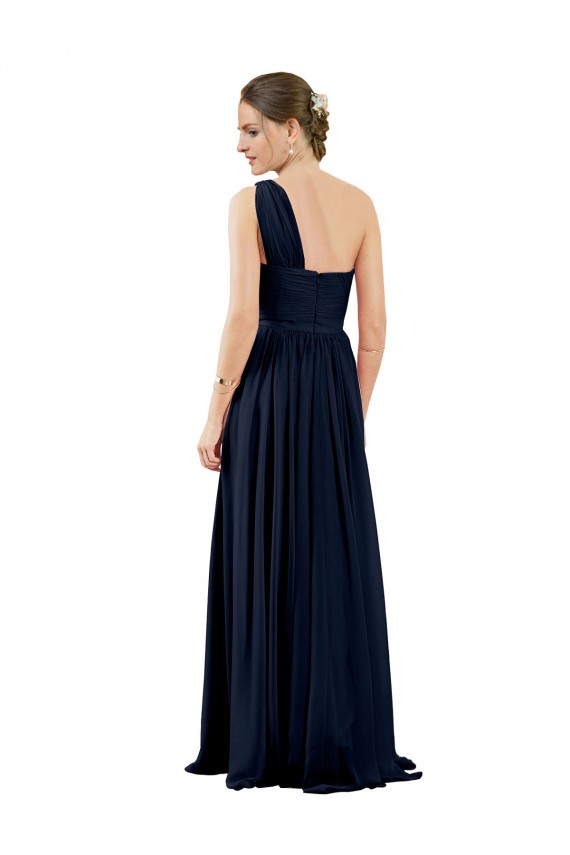 Discount Draped One Shoulder Strapless Chiffon Bridesmaid Dress UK