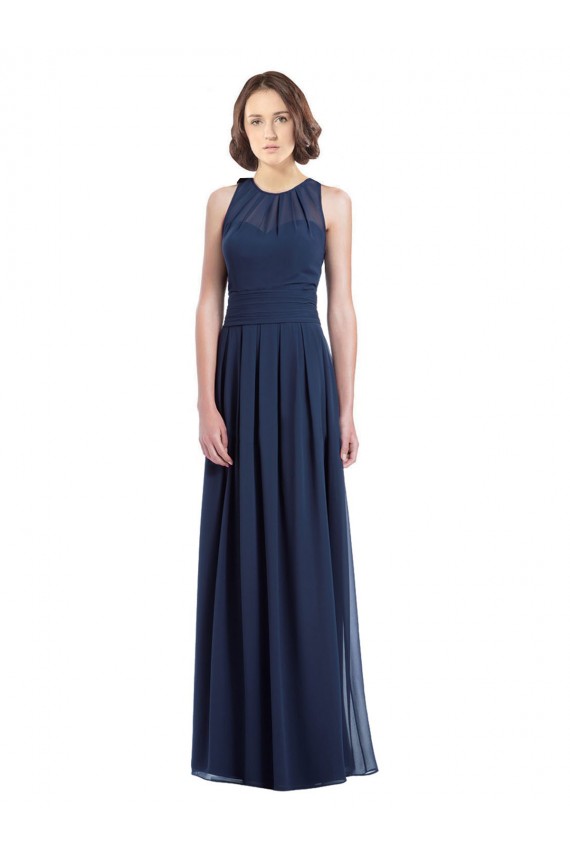 Discount Chiffon High Neck Sleeveless Bridesmaid Dress with Pleats UK