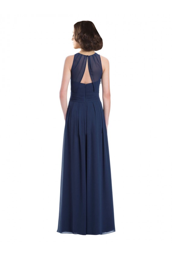 Discount Chiffon High Neck Sleeveless Bridesmaid Dress with Pleats UK