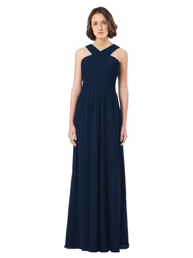 Discount Long Chiffon Bridesmaid Dress V-Neck Top UK