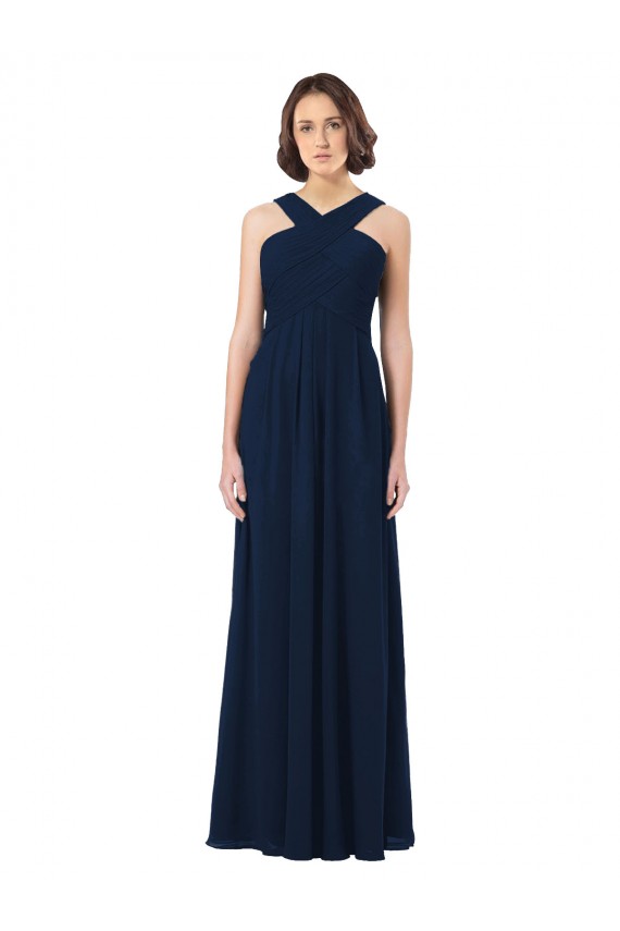 Discount Long Chiffon Bridesmaid Dress V-Neck Top UK