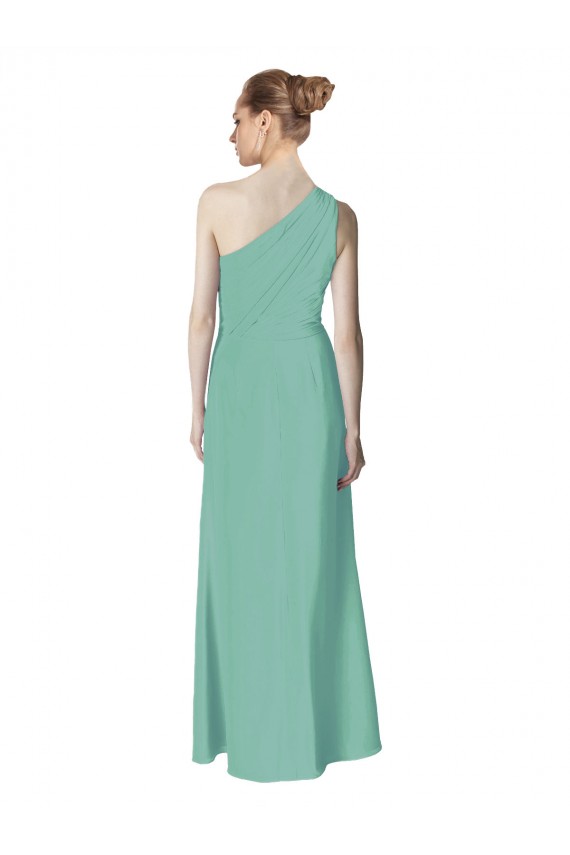 Discount Long Chiffon One Shoulder Full Length Bridesmaid Dress UK