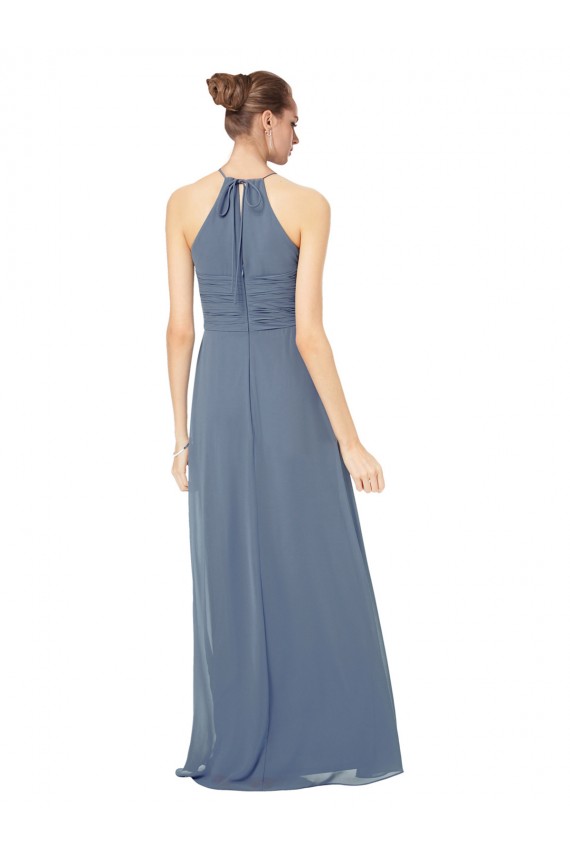 Discount Spaghetti Strap Long Chiffon Halter A-Line Bridesmaid Dress UK