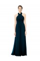 Discount Keyhole Back Long Chiffon Halter Dress with Halter Straps Cross Neck UK