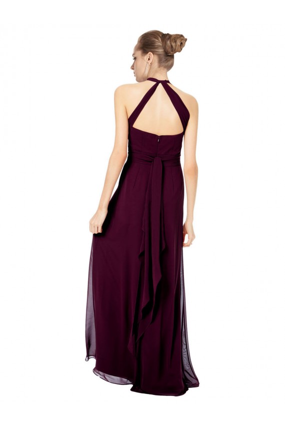 Discount Keyhole Back Long Chiffon Halter Dress with Halter Straps Cross Neck UK
