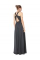 Discount Long Chiffon Halter Bridesmaid Dress Keyhole Back UK