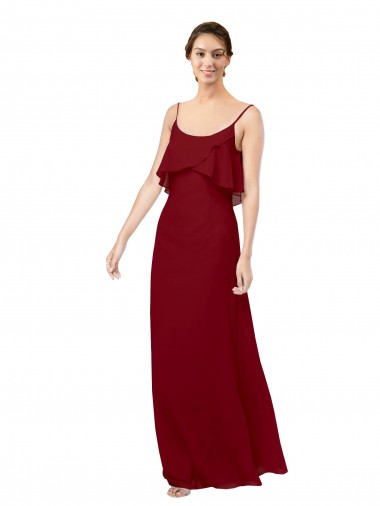 Discount Scoop Neck Chiffon Bridesmaid Dress with Spaghetti Straps and Low Back UK