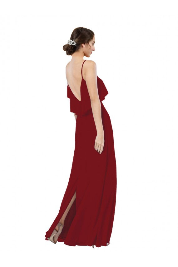 Discount Scoop Neck Chiffon Bridesmaid Dress with Spaghetti Straps and Low Back UK