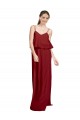 Discount Long Chiffon Bridesmaid Dress with Slim Straps and Open Back UK