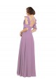 Discount Long Chiffon Bridesmaids Dress with Flounced Sleeve Detail and Criss Cross Back UK