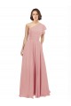 Discount Chiffon Bridesmaids Dress with One Shoulder Flounced Sleeve UK