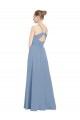 Discount Chiffon Bridesmaids Dress with Draped V-Neck Bodice and Keyhole Back UK