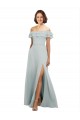 Discount Luxe Chiffon Bridesmaids Dress with Off the Shoulder Flounced Neckline UK