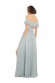 Discount Luxe Chiffon Bridesmaids Dress with Off the Shoulder Flounced Neckline UK