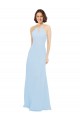 Discount Floor Length Chiffon Bridesmaids Dress with Front Keyhole Neckline UK