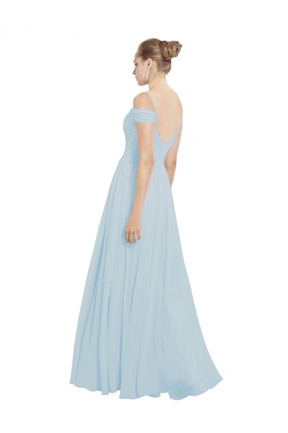Discount Chiffon Bridesmaids Dress with Off the Shoulder Draped Neckline UK