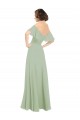 Discount Boho Chic Chiffon Bridesmaids Dress with Off the Shoulder Neckline UK