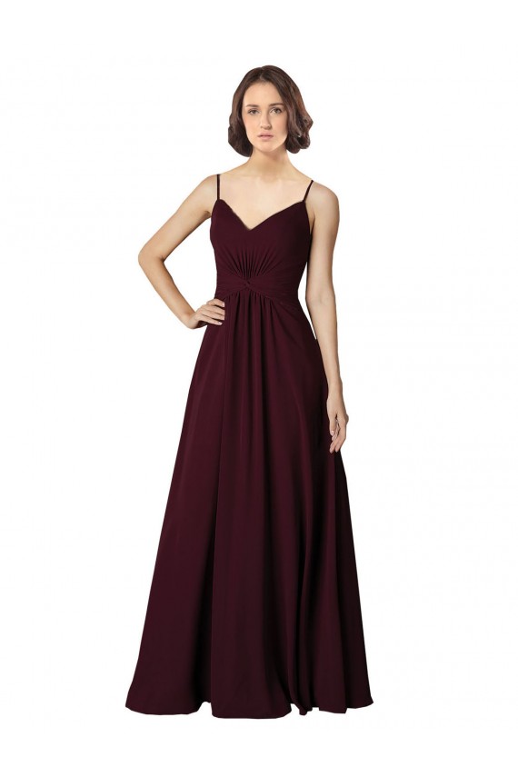 Discount V-Neck Chiffon Bridesmaid Dress with Twist Front Bodice UK