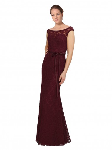 Discount Lace Bridesmaids Dress with Matching Satin Tie Sash UK