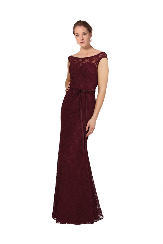 Discount Lace Bridesmaids Dress with Matching Satin Tie Sash UK