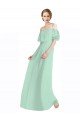 Discount Spaghetti Straps Long Chiffon Off-The-Shoulder Bridesmaid Dress with Double Flounce Sleeves UK