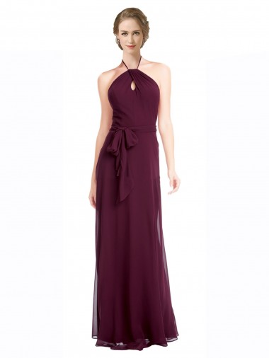 Discount Full Length Chiffon Bridesmaid Dress with Halter Top UK