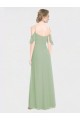 Discount Long Chiffon Off-The-Shoulder Bridesmaid Dress with Double Flounce Sleeves UK