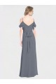 Discount Long Chiffon Spaghetti Strap V-Neck Bridesmaid Dress with Off-The-Shoulder Flutter Sleeves UK