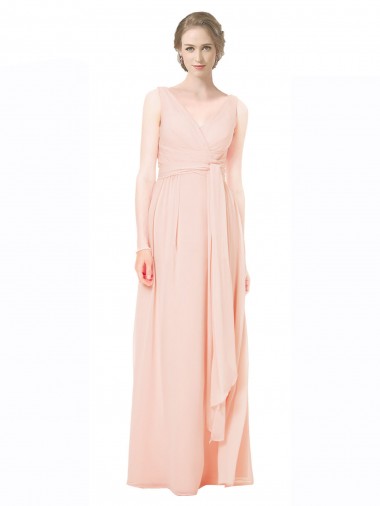 Discount Full Length Chiffon Bridesmaid Dress with V-Front and Back UK