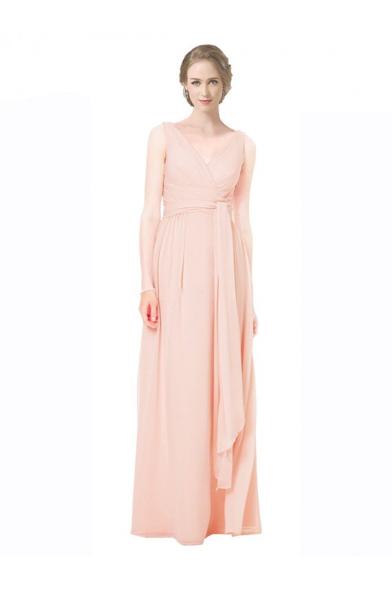 Discount Full Length Chiffon Bridesmaid Dress with V-Front and Back UK