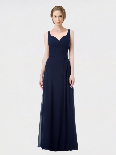 Discount Long Chiffon Bridesmaid Dress with Sweetheart Neckline and Shoulder Straps UK
