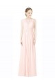 Discount Long Chiffon Sleeveless Bridesmaid Dress with Sheer Illusion Top and V-Back UK