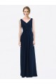 Discount Long Chiffon V-Neck Sleeveless Bridesmaid Dress with Criss-Cross Pleated Bodice UK