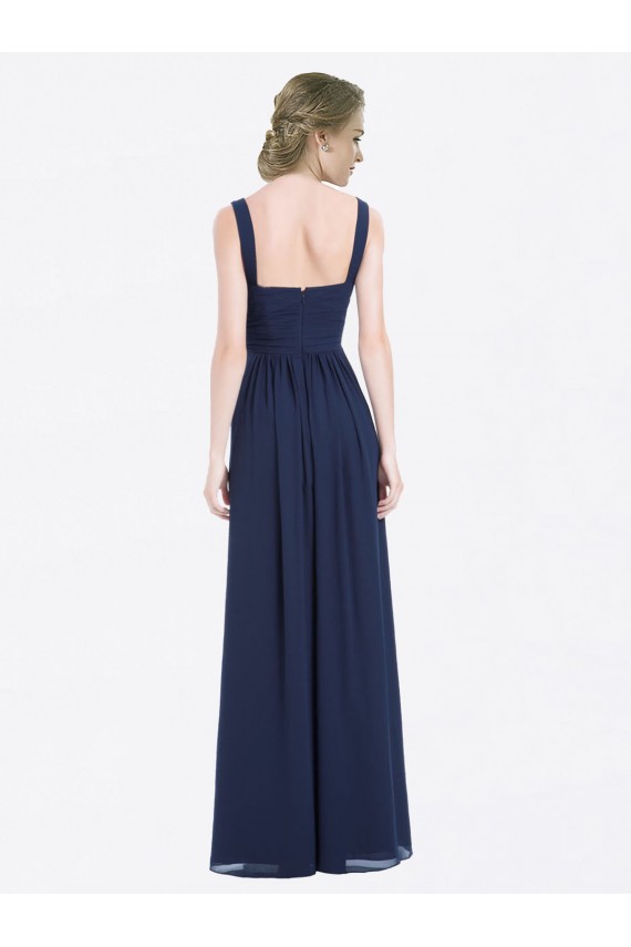 Discount Long Chiffon V-Neck Sleeveless Bridesmaid Dress with Criss-Cross Pleated Bodice UK