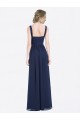 Discount Long Chiffon V-Neck Sleeveless Bridesmaid Dress with Criss-Cross Pleated Bodice UK