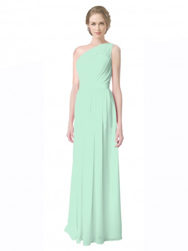 Discount One Shoulder Chiffon Bridesmaid Dress with Asymmetrical Ruched Bodice UK