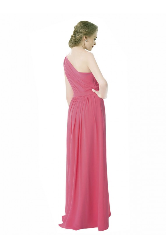 Discount One Shoulder Chiffon Bridesmaid Dress with Asymmetrical Ruched Bodice UK