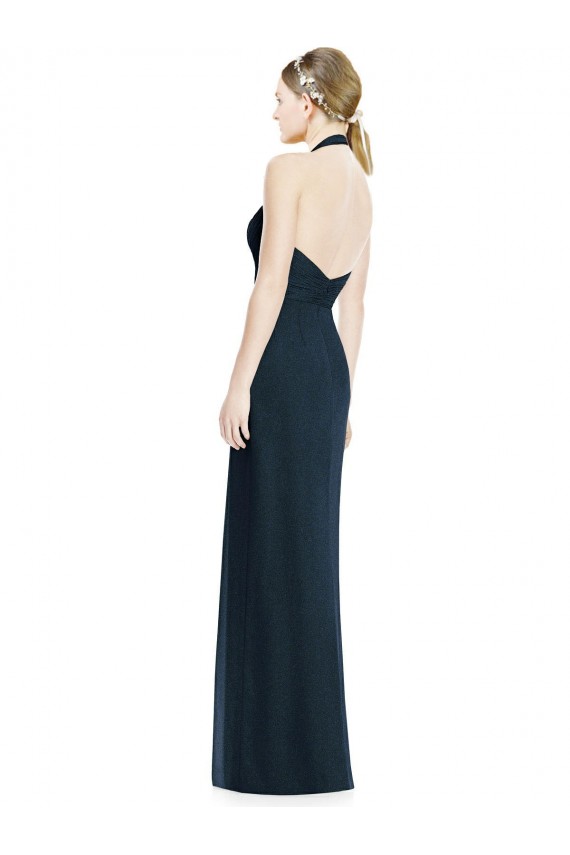 Discount V-Neck Halter Chiffon Bridesmaid Dress with Side Front Slit UK