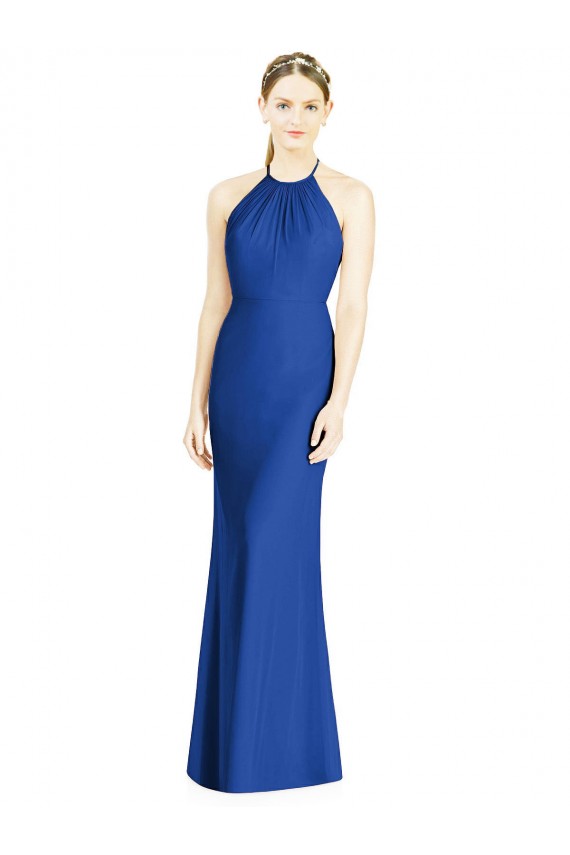 Discount Criss Cross Low Back Halter Chiffon Bridesmaid Dress UK