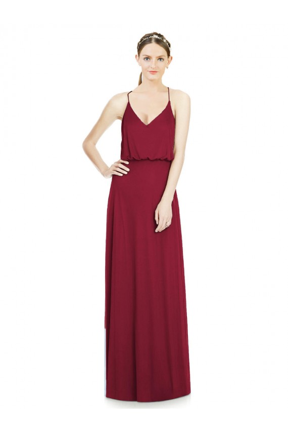 Discount Full Length V-Neck A-Line Chiffon Boho Bridesmaid Dress UK