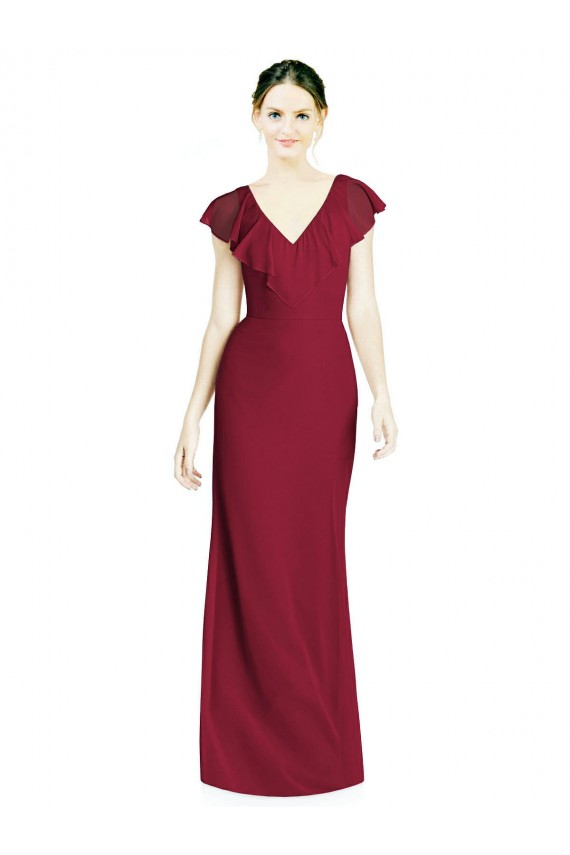 Discount V-Neck V-Back Long Chiffon Bridesmaid Dress UK