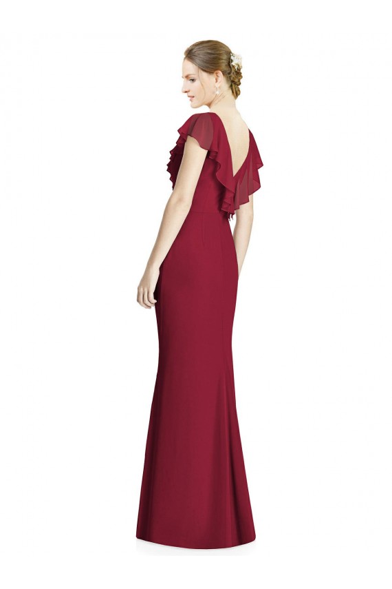 Discount V-Neck V-Back Long Chiffon Bridesmaid Dress UK