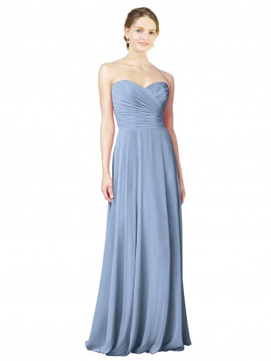 Discount Draped Strapless Sweetheart Full Length Chiffon Bridesmaid Dress UK