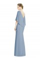 Discount V-Back Trumpet Chiffon Bridesmaid Dress with Draped Cape Overlay UK