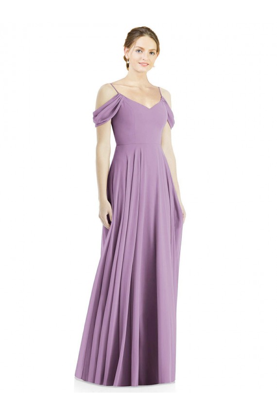 Discount Off the Shoulder Open Cowl-Back Maxi Bridesmaid Dress UK