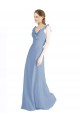 Discount Fluted Chiffon Wrap Bridesmaid Dress with Ruffles V-Neck UK